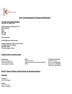 Kaz Technologies Payment Methods