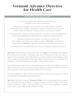 Vermont Advance Directive for Health Care