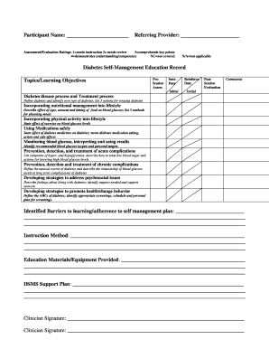 Diabetes Self-Management Education Record