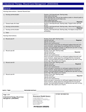 Enterostomal Therapy Wound Care Management Form
