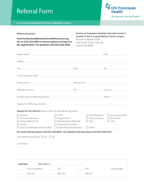 Referral Form for Nutrition Education