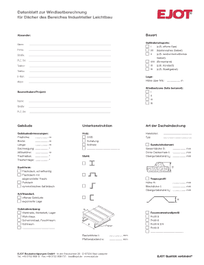 Datenblatt zur Windlastberechnung