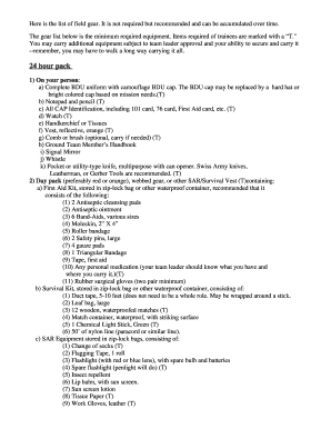 Search and Rescue Gear List
