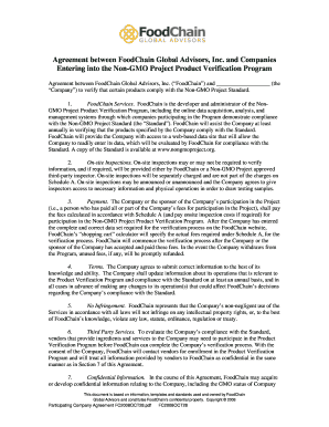 Non-GMO Project Product Verification Agreement