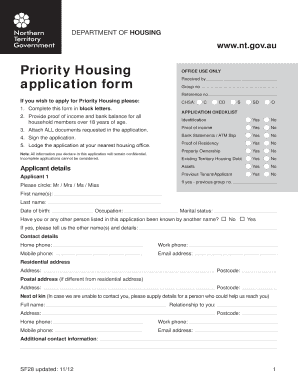 Priority Housing Application Form