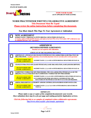 Maryland Nurse Practitioner Written Collaborative Agreement
