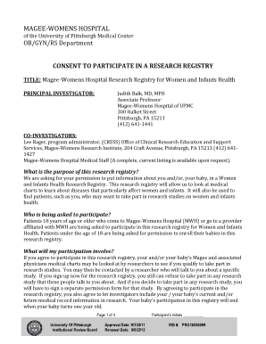 Magee-Womens Hospital Research Registry Consent Form