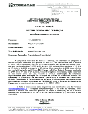 Sistema de registro de preos - Terracap - Governo do Distrito Federal - terracap df gov