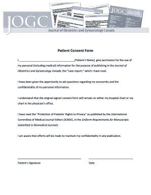 Patient Consent Form for Case Report Publication