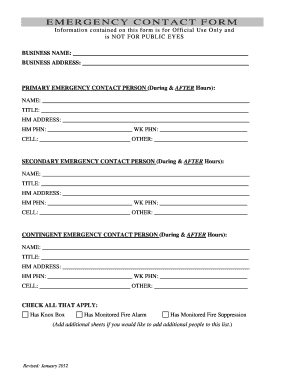 Emergency Contact Form