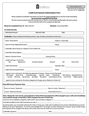 Credit Card Payment Authorization Form