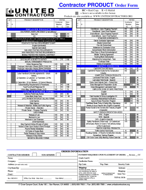 Contractor Product Order Form