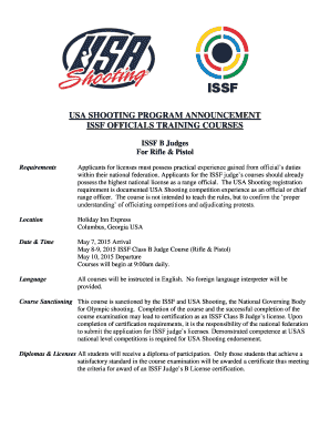 USASISSF Judges B Course for Rifle Pistol - USA Shooting
