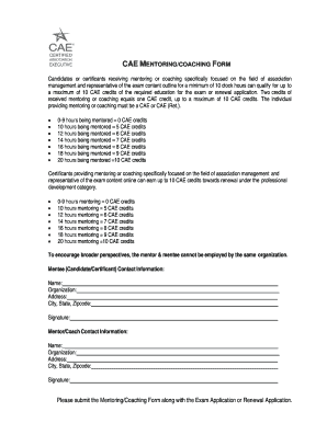 CAE Mentoring/Coaching Form