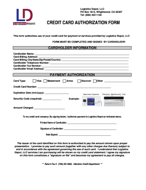 Credit Card Authorization Form