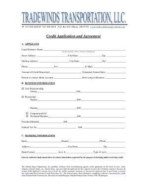 Credit Application and Agreement