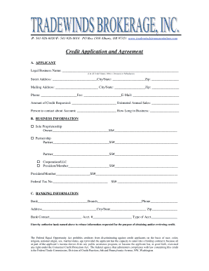 Credit Application and Agreement
