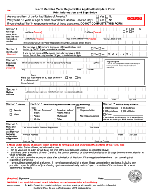 North Carolina Voter Registration Application