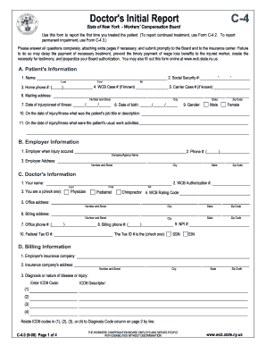 New York Workers' Compensation Initial Report Form C-4