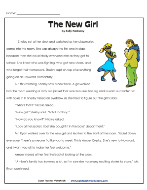 The New Girl Reading Comprehension Worksheet