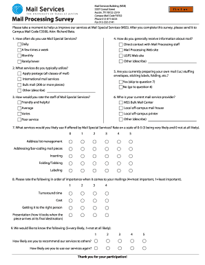 Mail Special Services Survey