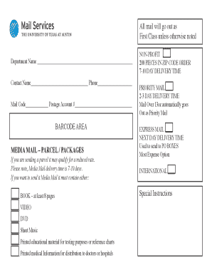 USPS Mailing Options Form