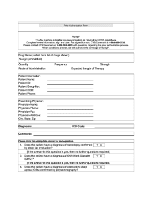Prior Authorization Form for Nuvigil