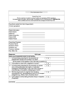 Emend Post Limit Prior Authorization Form