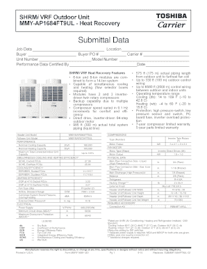 SHRMi VRF Outdoor Unit Submittal Data
