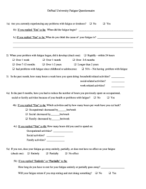 DePaul University Fatigue Questionnaire