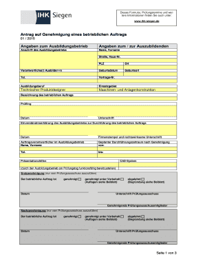 Antrag auf Genehmigung eines betrieblichen Auftrags