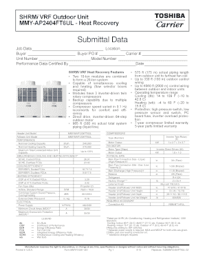 SHRMi VRF Outdoor Unit Submittal Data