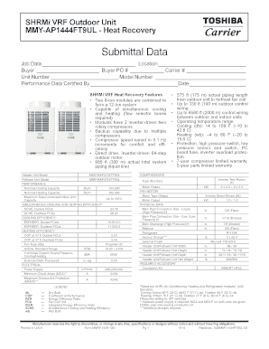 Carrier SHRMi VRF Outdoor Unit Submittal Data