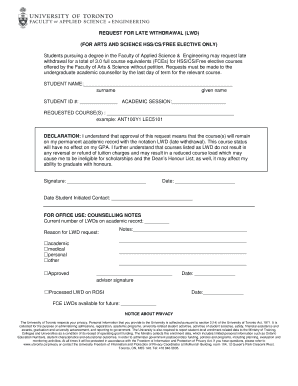Request for Late Withdrawal Form