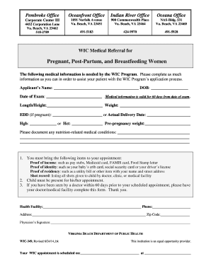 WIC Medical Referral Form