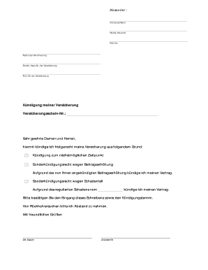 Kündigung der Versicherung