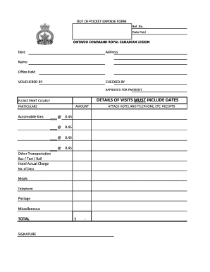 Royal Canadian Legion Expense Form