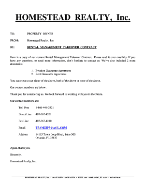 Rental Management Takeover Contract