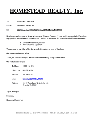 Rental Management Takeover Contract