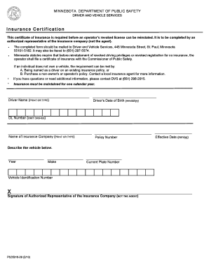 Minnesota Insurance Certification for License Reinstatement