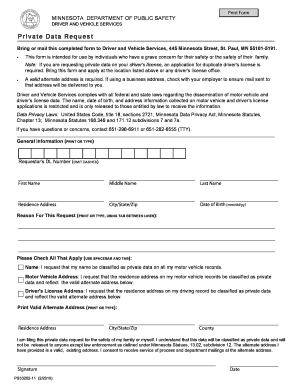 Minnesota Private Data Request Form