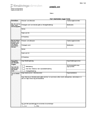 Swedish Insurance Claim Appeal Form