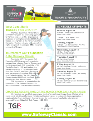 Tickets Fore Charity Order Form