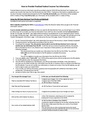 FAFSA IRS Data Retrieval Tool Guide
