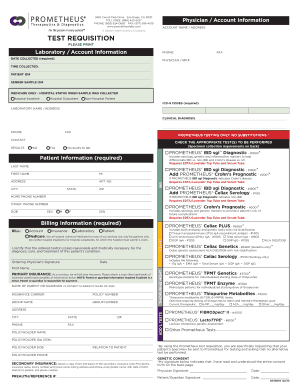 Prometheus Test Requisition Form