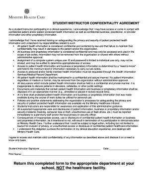Student/Instructor Confidentiality Agreement