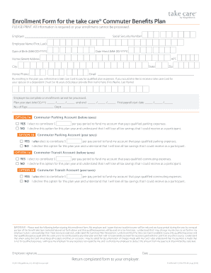 take care Commuter Benefits Plan Enrollment Form