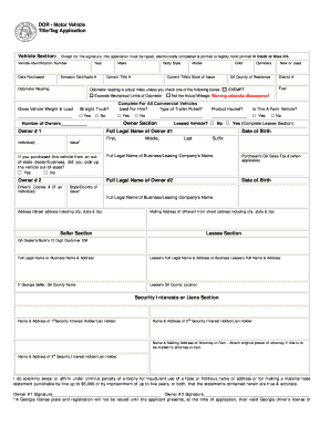 Georgia Motor Vehicle Title Application