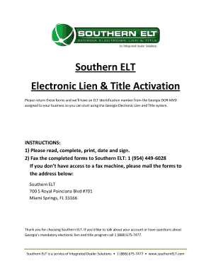 Georgia Electronic Lien and Title Activation Form