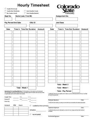 Hourly Timesheet - stat colostate